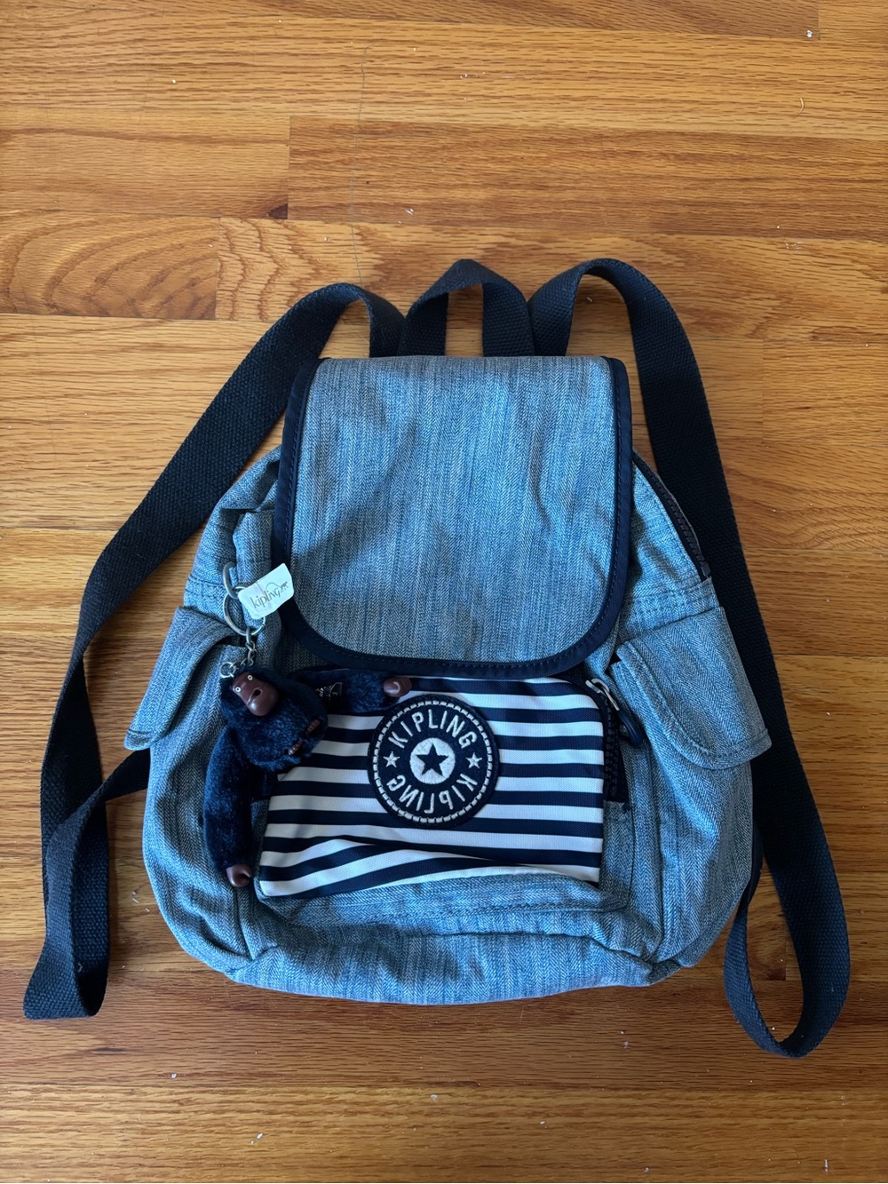Kipling Denim-Style Mini Backpack in Blue wit Navy Straps